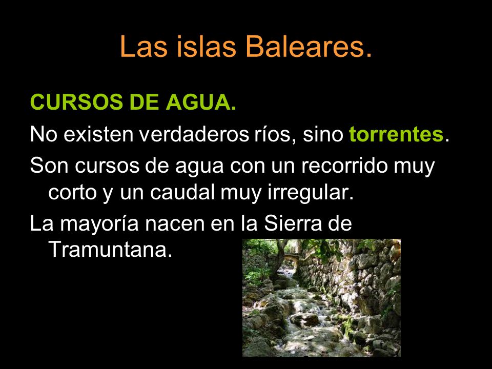 Las islas Baleares. CURSOS DE AGUA.