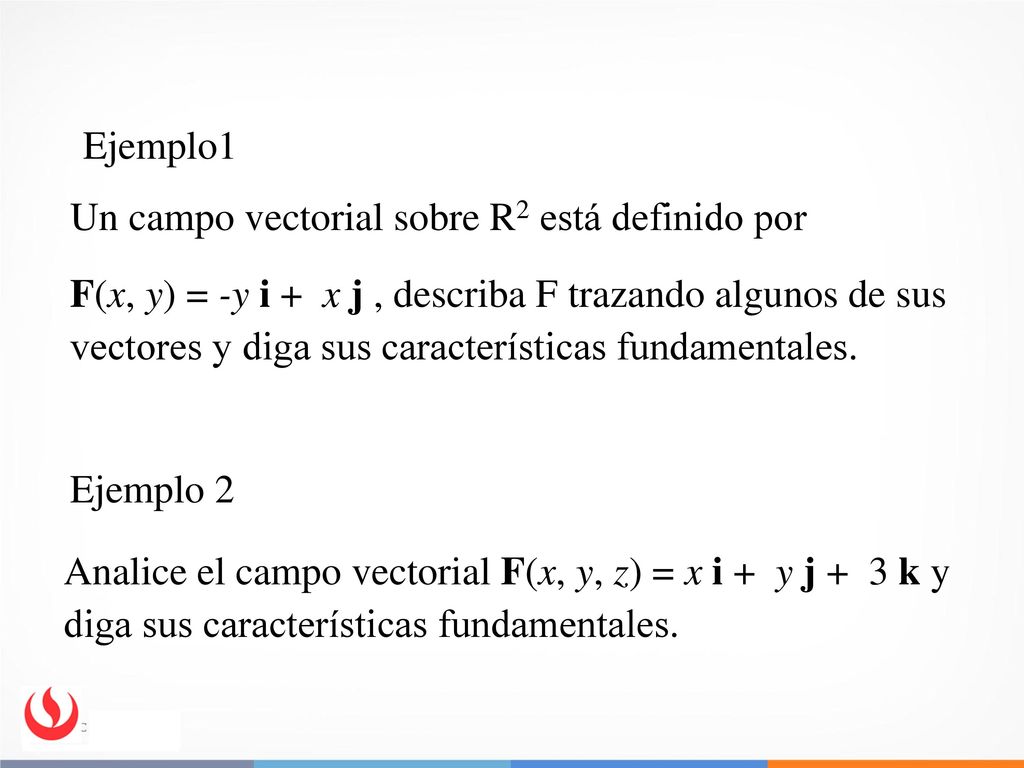 Ejemplo1 Un campo vectorial sobre R2 está definido por.