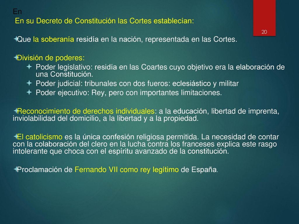 En su Decreto de Constitución las Cortes establecían: