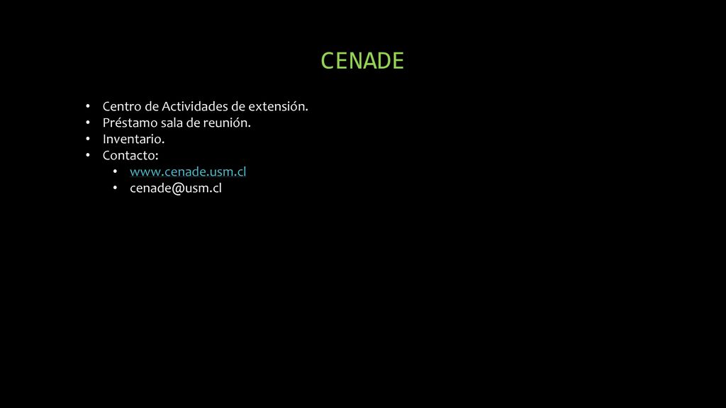 CENADE Centro de Actividades de extensión. Préstamo sala de reunión.