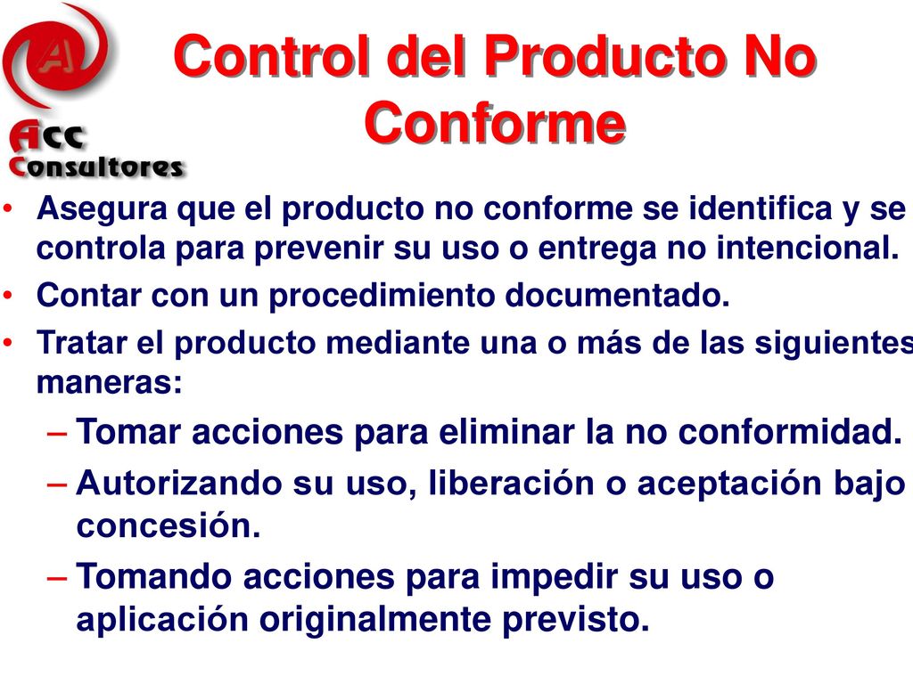 Control del Producto No Conforme