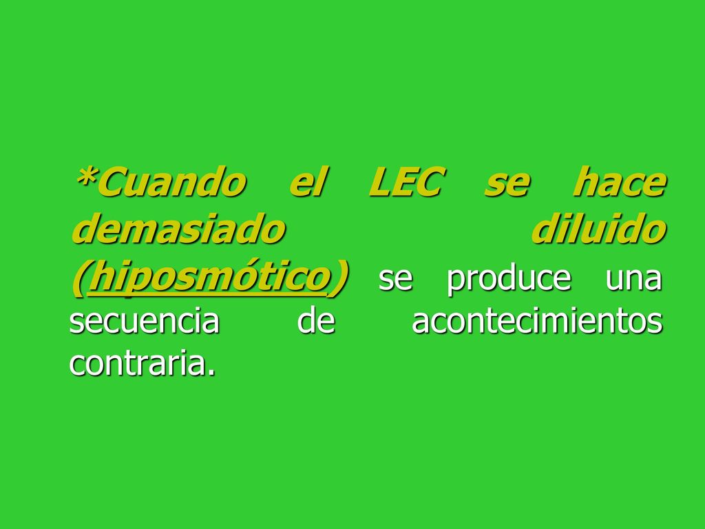 *Cuando el LEC se hace demasiado diluido (hiposmótico) se produce una secuencia de acontecimientos contraria.