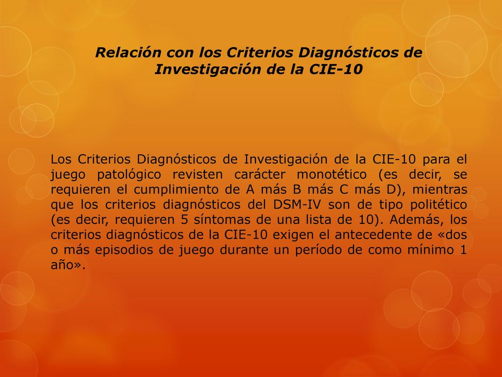 Relación con los Criterios Diagnósticos de Investigación de la CIE-10