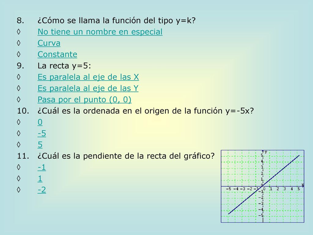 ¿Cómo se llama la función del tipo y=k