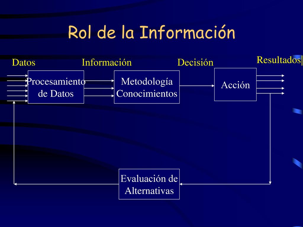 Rol de la Información Resultados| Datos Información Decisión Acción