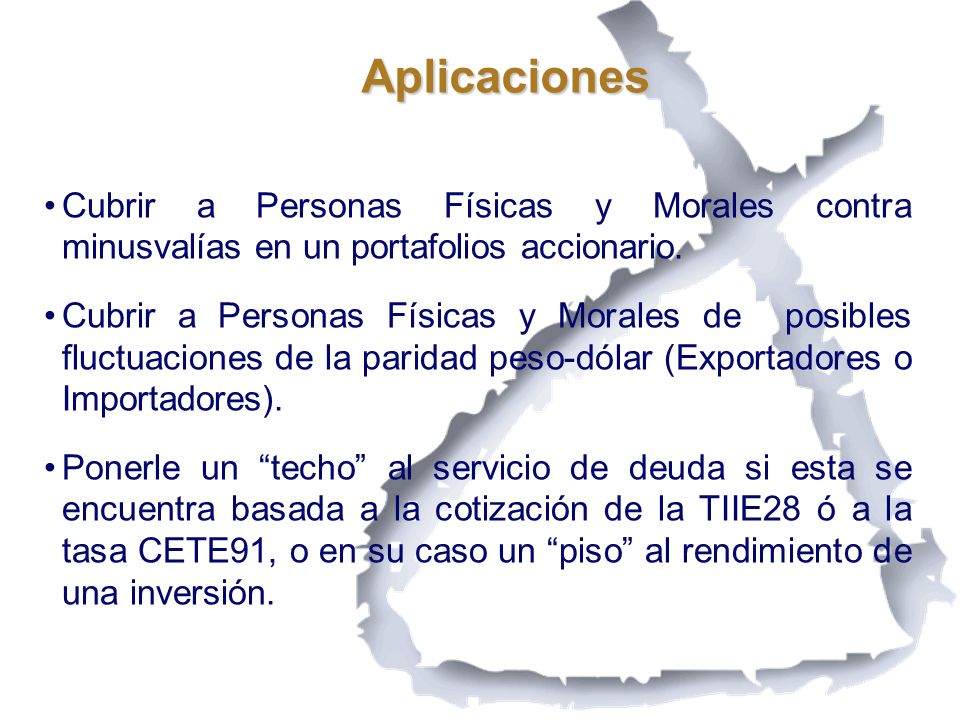 Aplicaciones Cubrir a Personas Físicas y Morales contra minusvalías en un portafolios accionario.