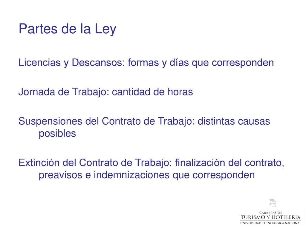 Partes de la Ley Licencias y Descansos: formas y días que corresponden