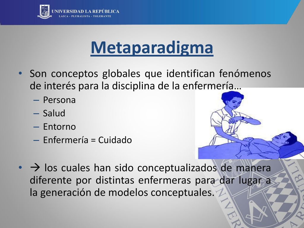 Metaparadigma Son conceptos globales que identifican fenómenos de interés para la disciplina de la enfermería…