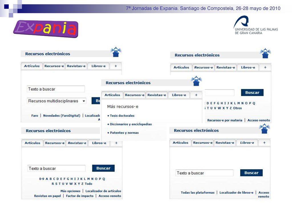 7ª Jornadas de Expania. Santiago de Compostela, mayo de 2010