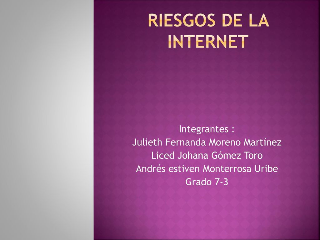 riesgos de la internet Integrantes : Julieth Fernanda Moreno Martínez