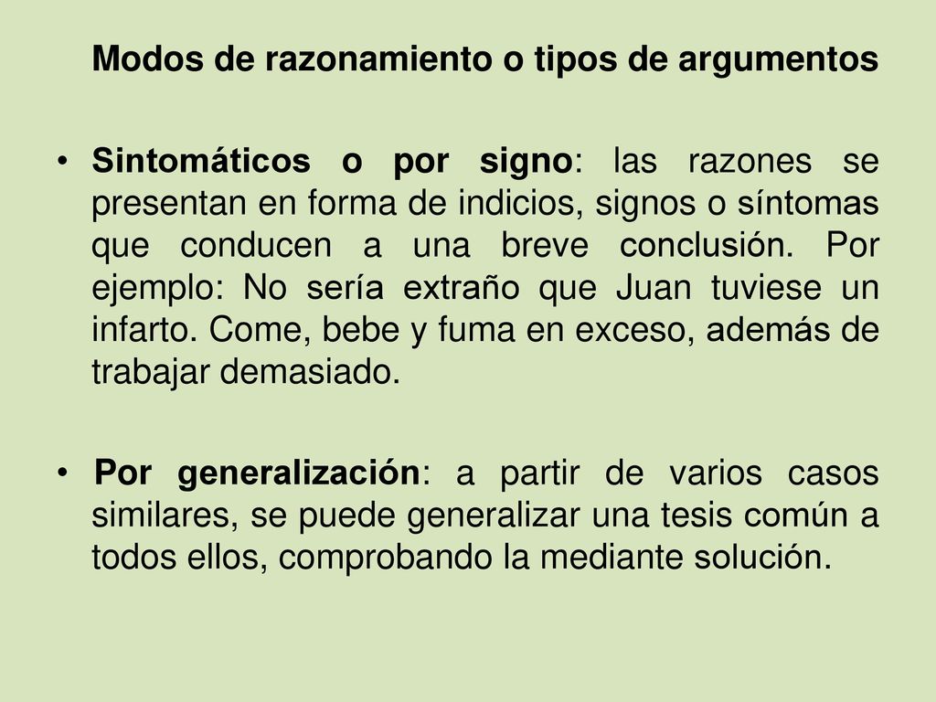 Modos de razonamiento o tipos de argumentos
