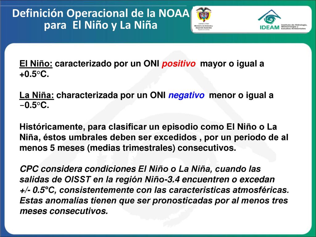 Definición Operacional de la NOAA para El Niño y La Niña