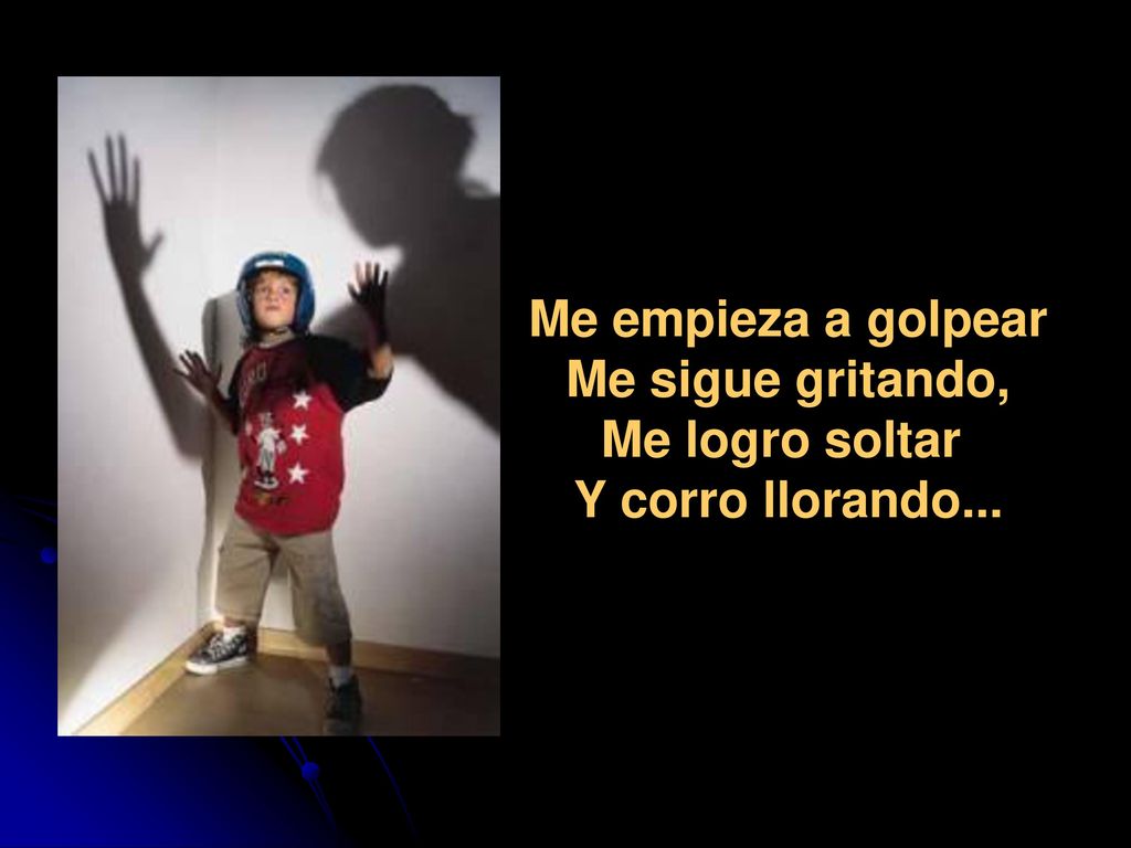 Me empieza a golpear Me sigue gritando, Me logro soltar Y corro llorando...