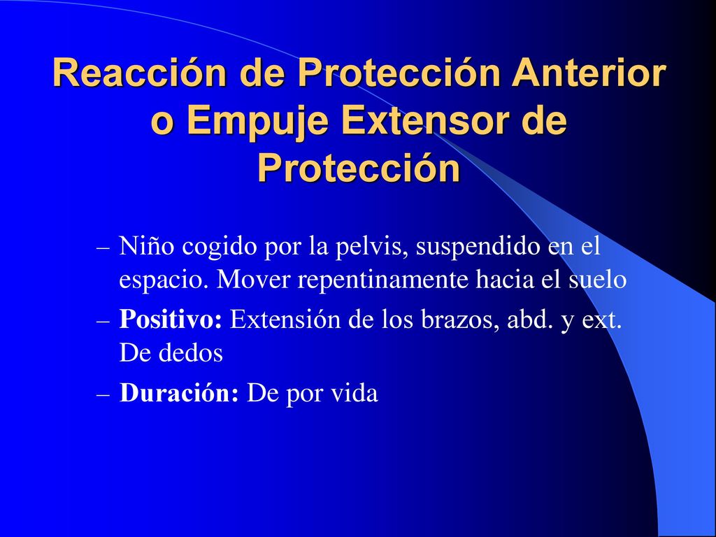 Reacción de Protección Anterior o Empuje Extensor de Protección