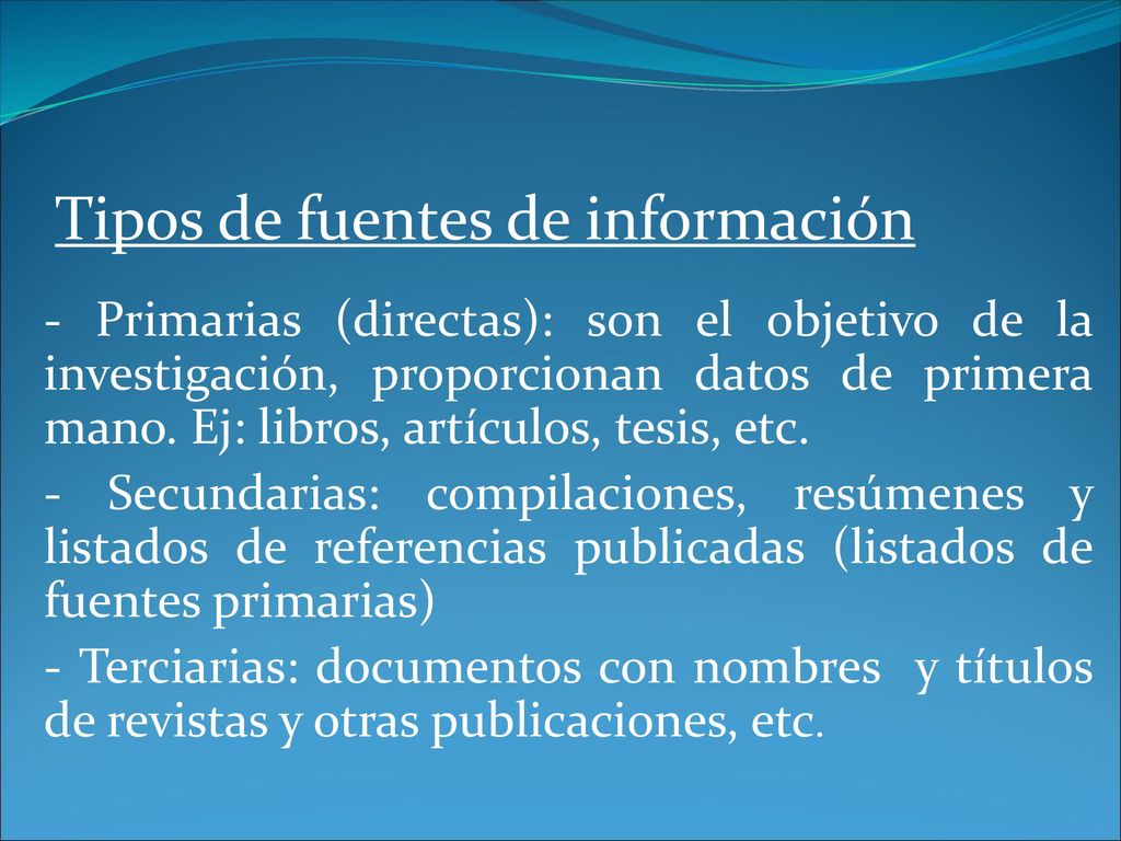 Tipos de fuentes de información