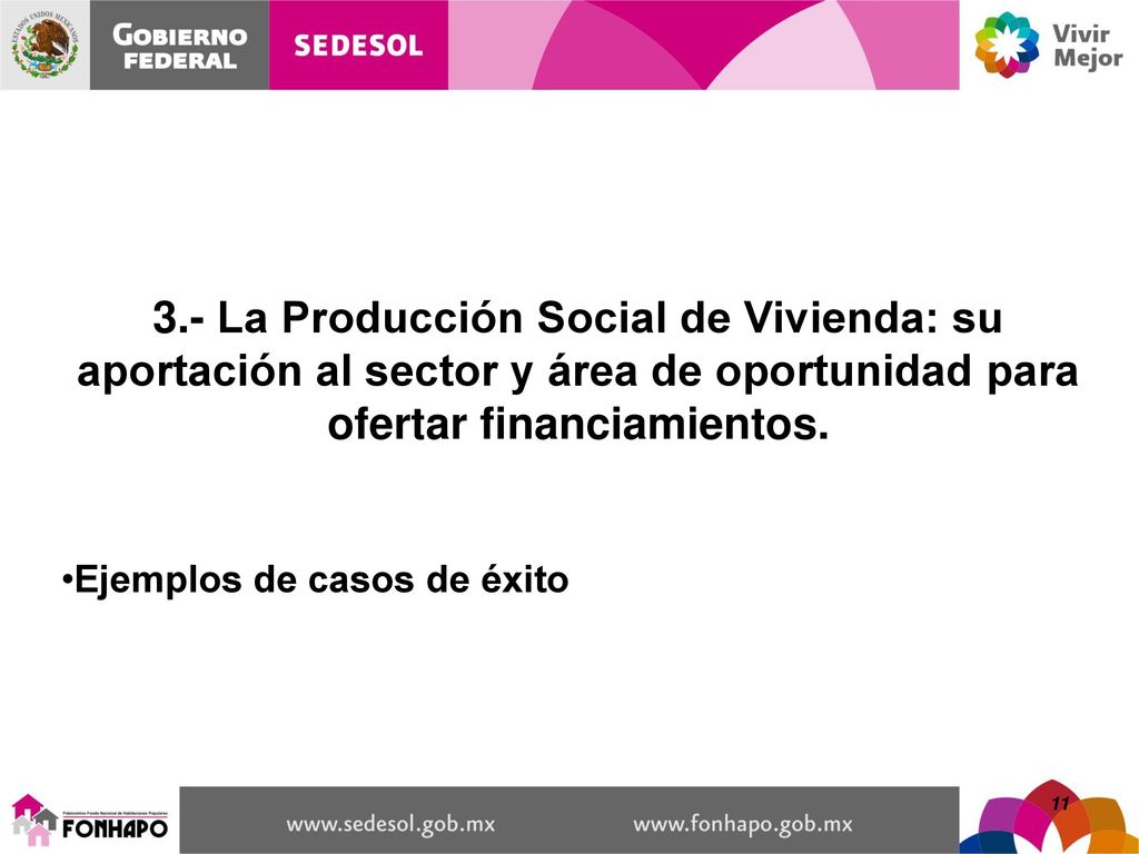 3.- La Producción Social de Vivienda: su aportación al sector y área de oportunidad para ofertar financiamientos.
