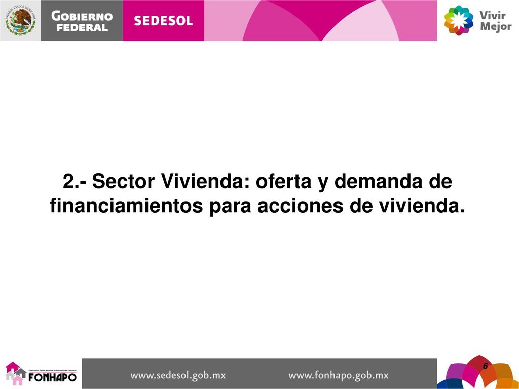 2.- Sector Vivienda: oferta y demanda de financiamientos para acciones de vivienda.
