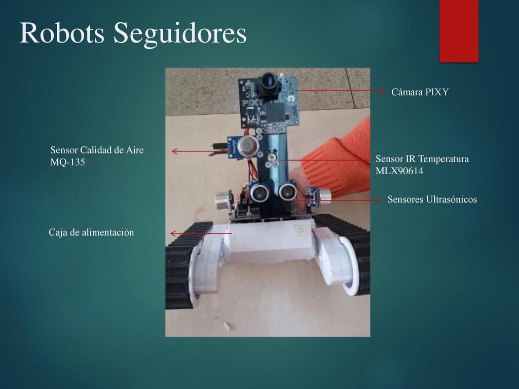 Robots Seguidores Cámara PIXY Sensor Calidad de Aire MQ-135