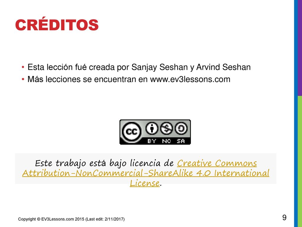 Créditos Esta lección fué creada por Sanjay Seshan y Arvind Seshan