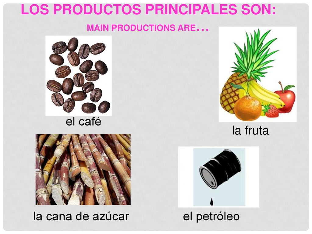 Los productos principales son: Main productions are…