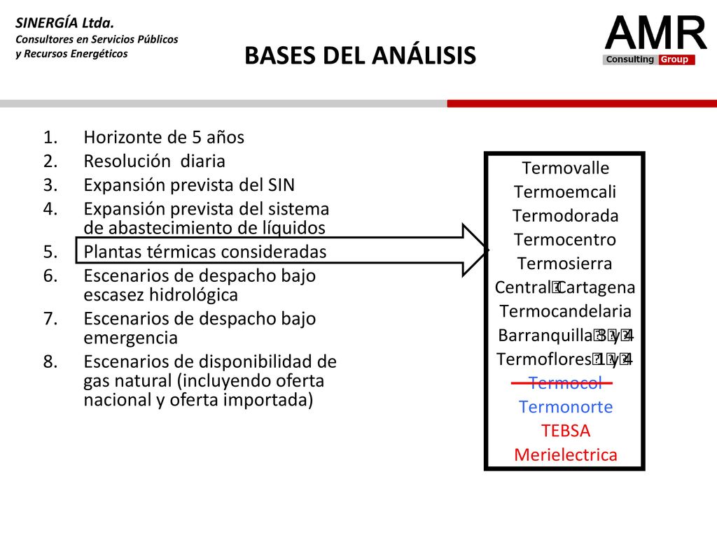 BASES DEL ANÁLISIS Horizonte de 5 años Resolución diaria