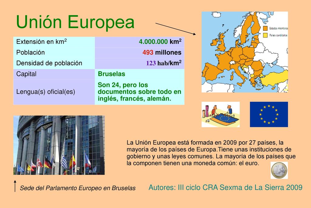 Unión Europea Autores: III ciclo CRA Sexma de La Sierra 2009
