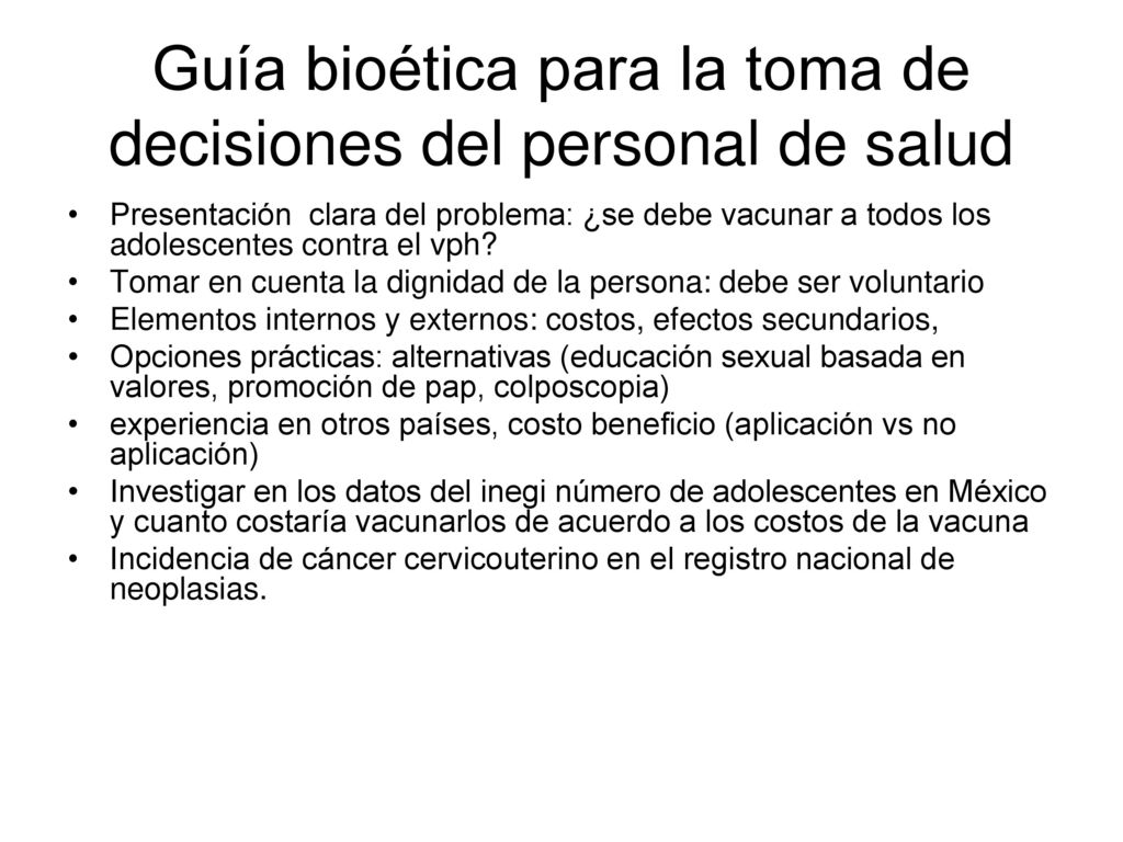 Guía bioética para la toma de decisiones del personal de salud