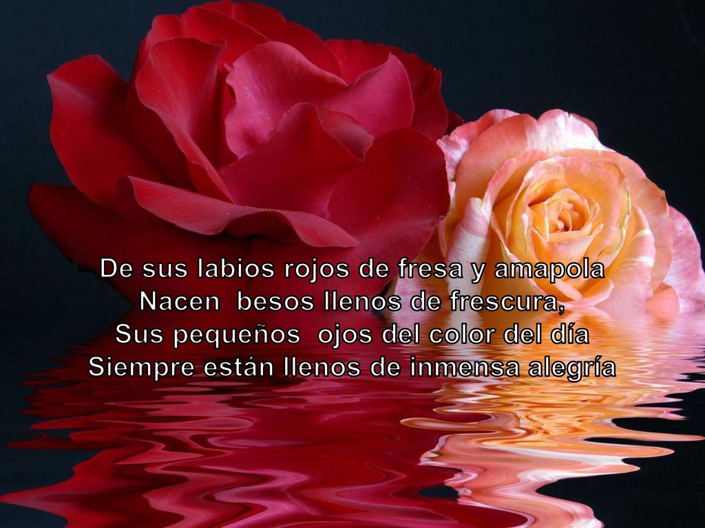 De sus labios rojos de fresa y amapola Nacen besos llenos de frescura,