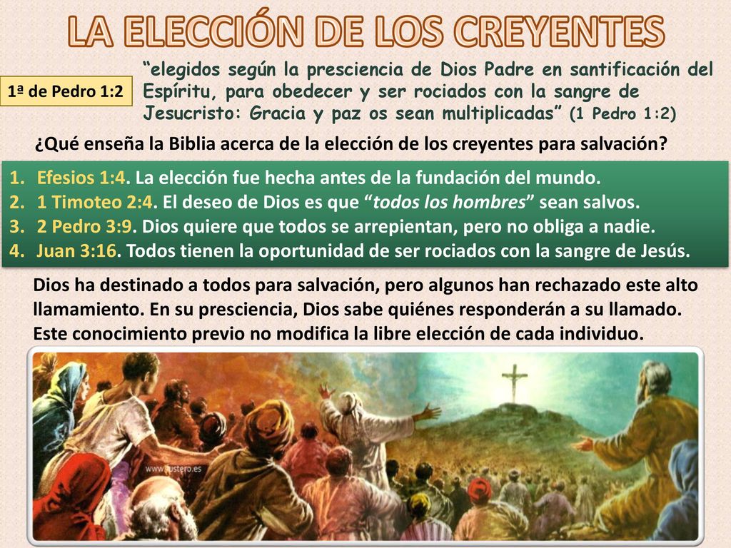 Efesios 1:4. La elección fue hecha antes de la fundación del mundo.