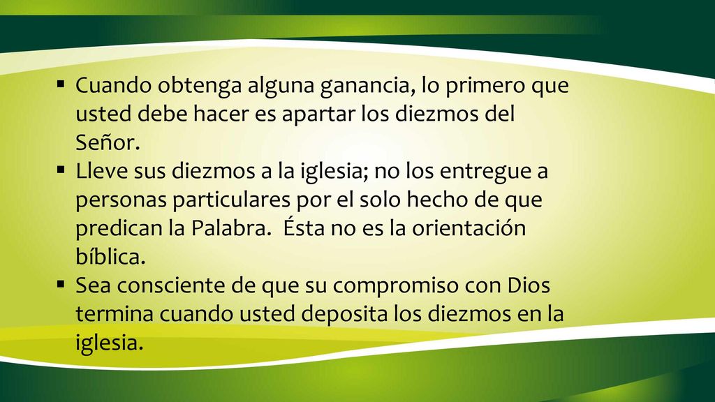 Cuando obtenga alguna ganancia, lo primero que usted debe hacer es apartar los diezmos del Señor.
