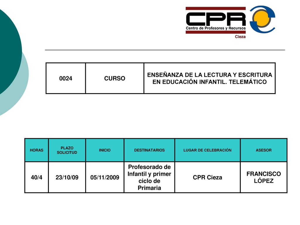 ENSEÑANZA DE LA LECTURA Y ESCRITURA EN EDUCACIÓN INFANTIL. TELEMÁTICO