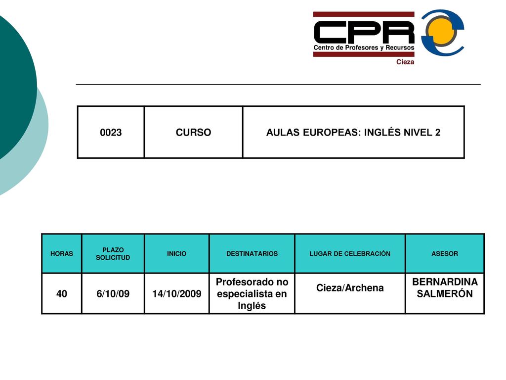 AULAS EUROPEAS: INGLÉS NIVEL 2 Profesorado no especialista en Inglés