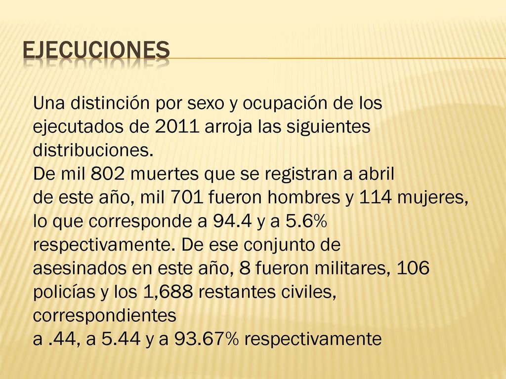 EJECUCIONES Una distinción por sexo y ocupación de los