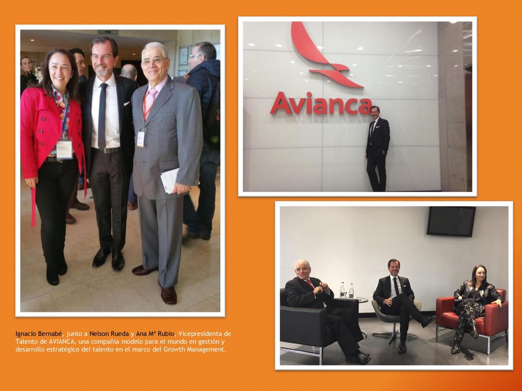 Ignacio Bernabé, junto a Nelson Rueda y Ana Mª Rubio, Vicepresidenta de Talento de AVIANCA, una compañía modelo para el mundo en gestión y desarrollo estratégico del talento en el marco del Growth Management.