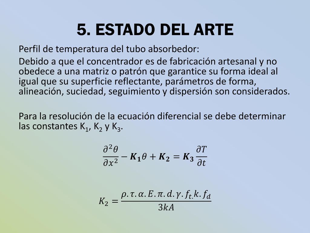 5. ESTADO DEL ARTE Perfil de temperatura del tubo absorbedor: