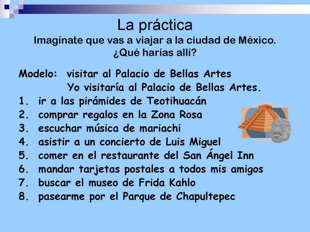La práctica Imagínate que vas a viajar a la ciudad de México