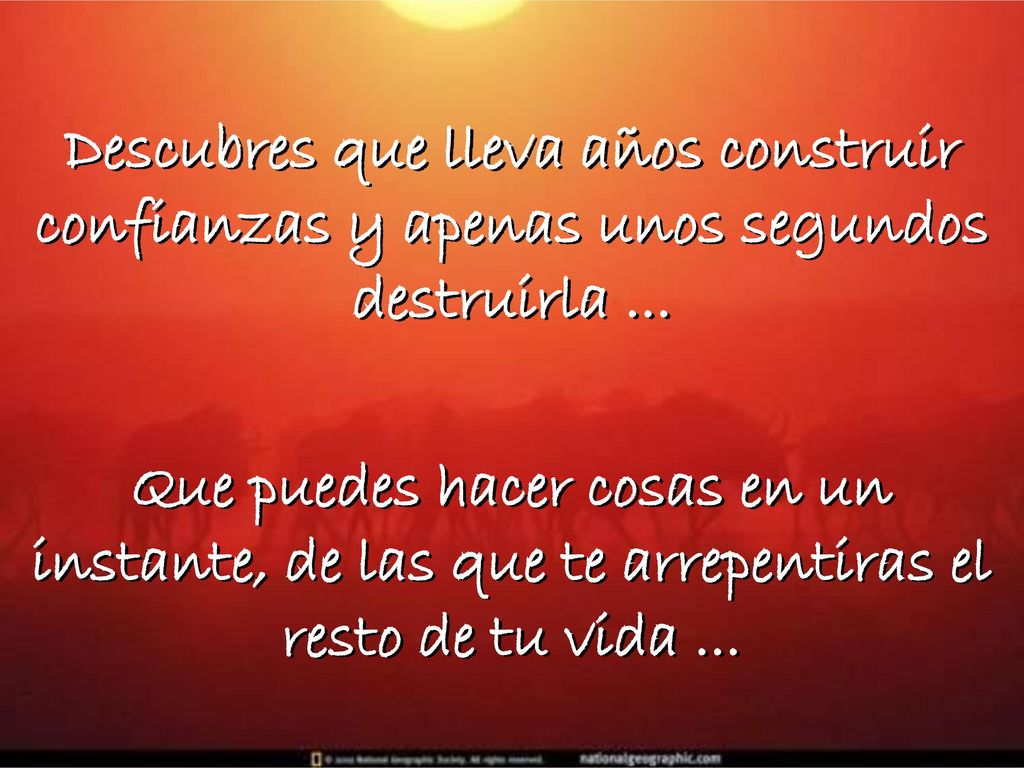 Descubres que lleva años construir confianzas y apenas unos segundos destruirla ...