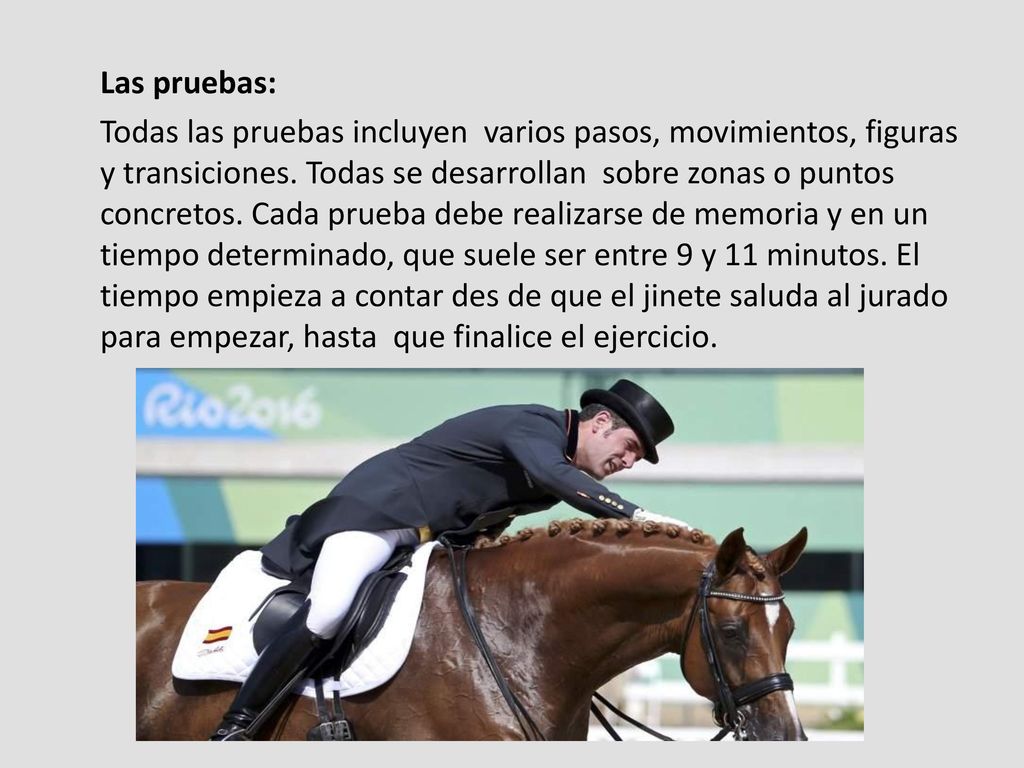 Las pruebas: Todas las pruebas incluyen varios pasos, movimientos, figuras y transiciones.