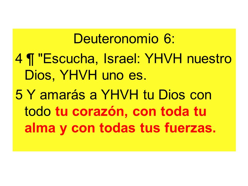 Deuteronomio 6: 4 ¶ Escucha, Israel: YHVH nuestro Dios, YHVH uno es.