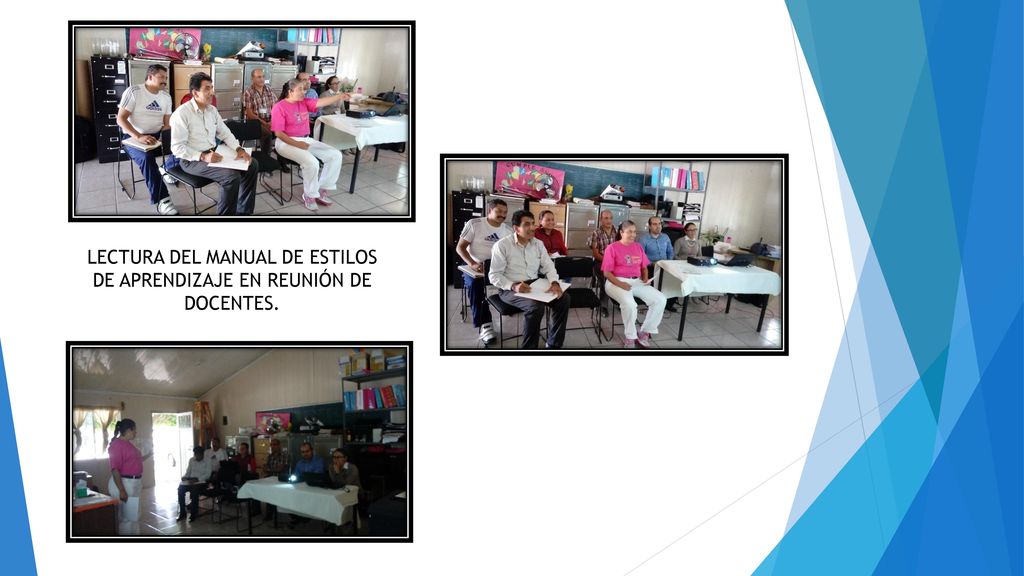 LECTURA DEL MANUAL DE ESTILOS DE APRENDIZAJE EN REUNIÓN DE DOCENTES.