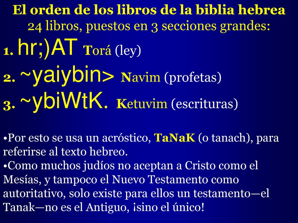 El orden de los libros de la biblia hebrea