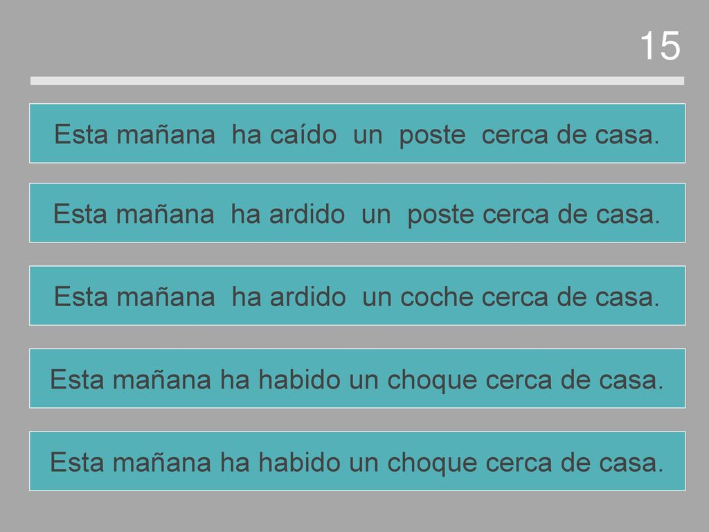 15 Esta mañana ha caído un poste cerca de casa.