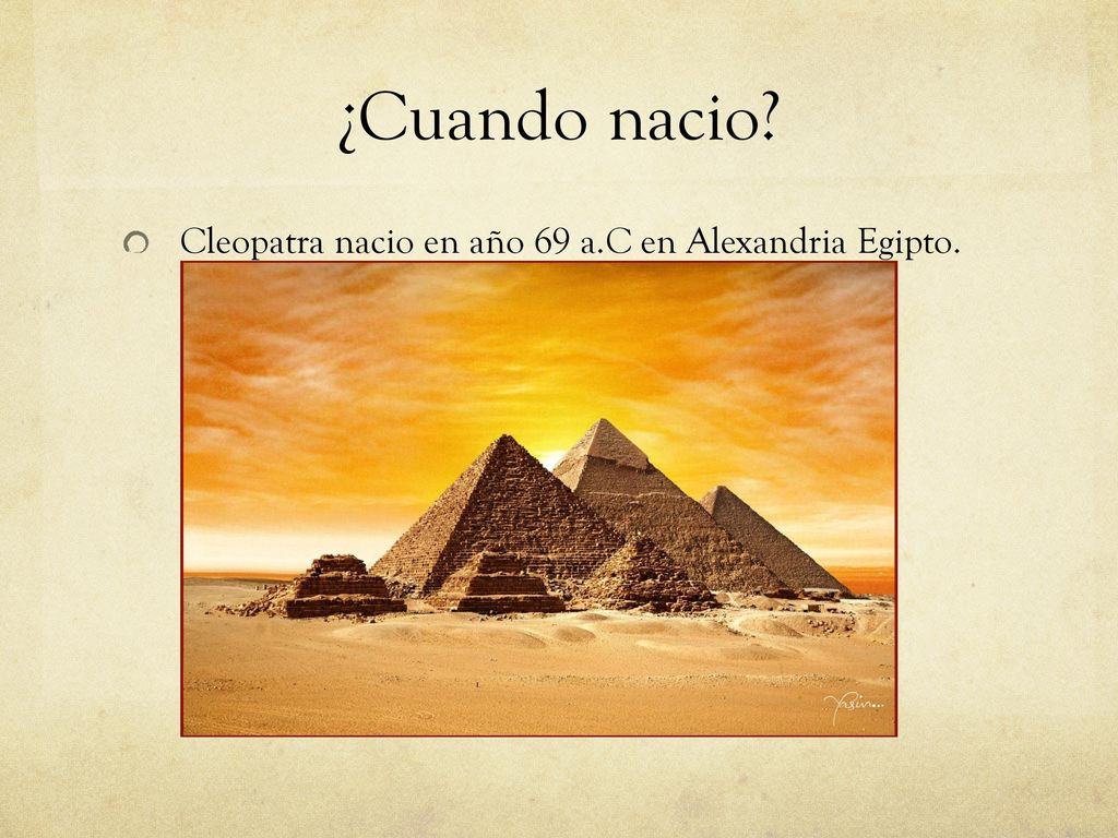 ¿Cuando nacio Cleopatra nacio en año 69 a.C en Alexandria Egipto.