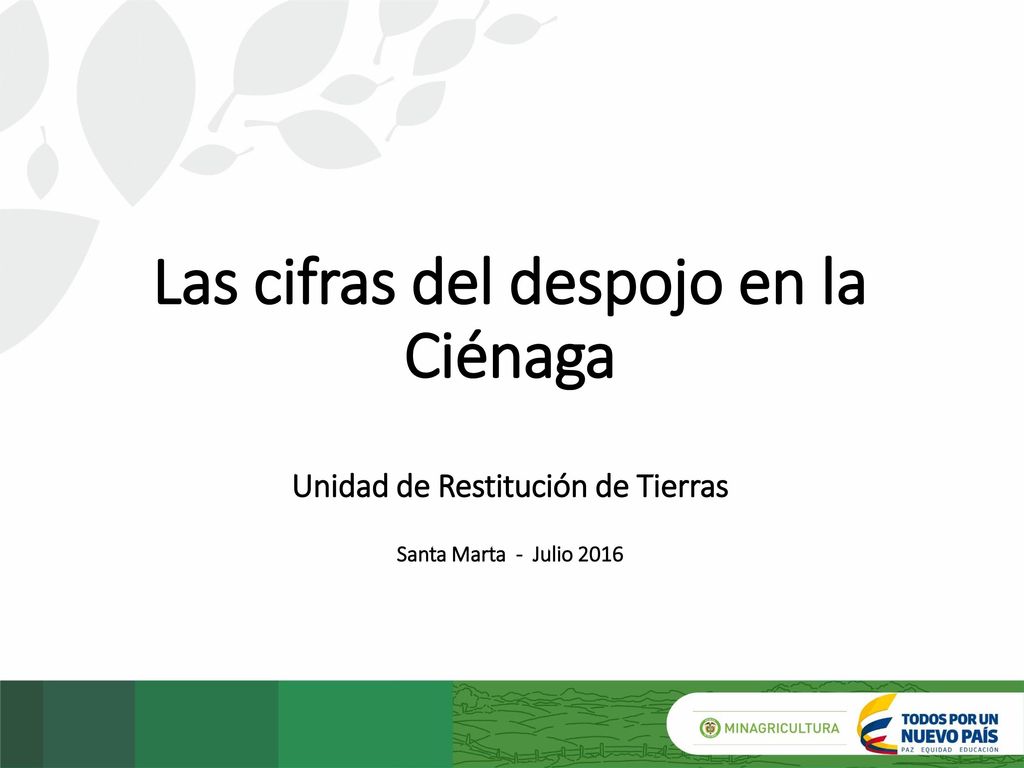 Las cifras del despojo en la Ciénaga Unidad de Restitución de Tierras Santa Marta - Julio 2016