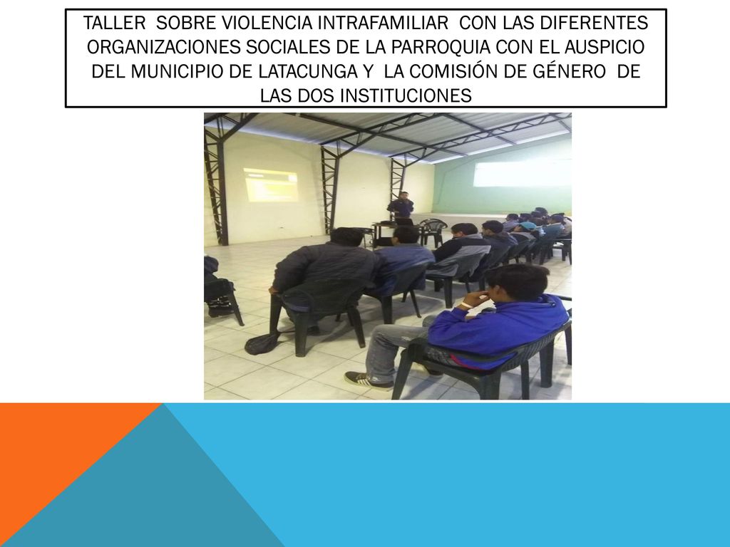Taller sobre violencia intrafamiliar con las diferentes organizaciones sociales de la parroquia con el auspicio del municipio de Latacunga y la comisión de género de las dos instituciones