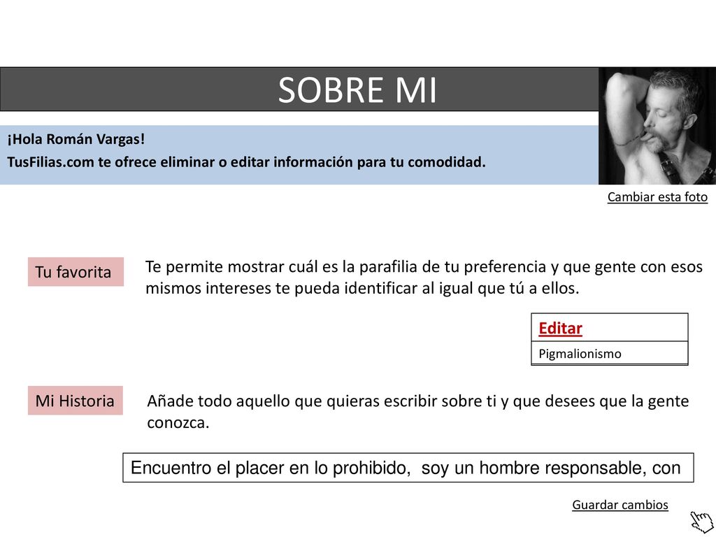 SOBRE MI ¡Hola Román Vargas! TusFilias.com te ofrece eliminar o editar información para tu comodidad.