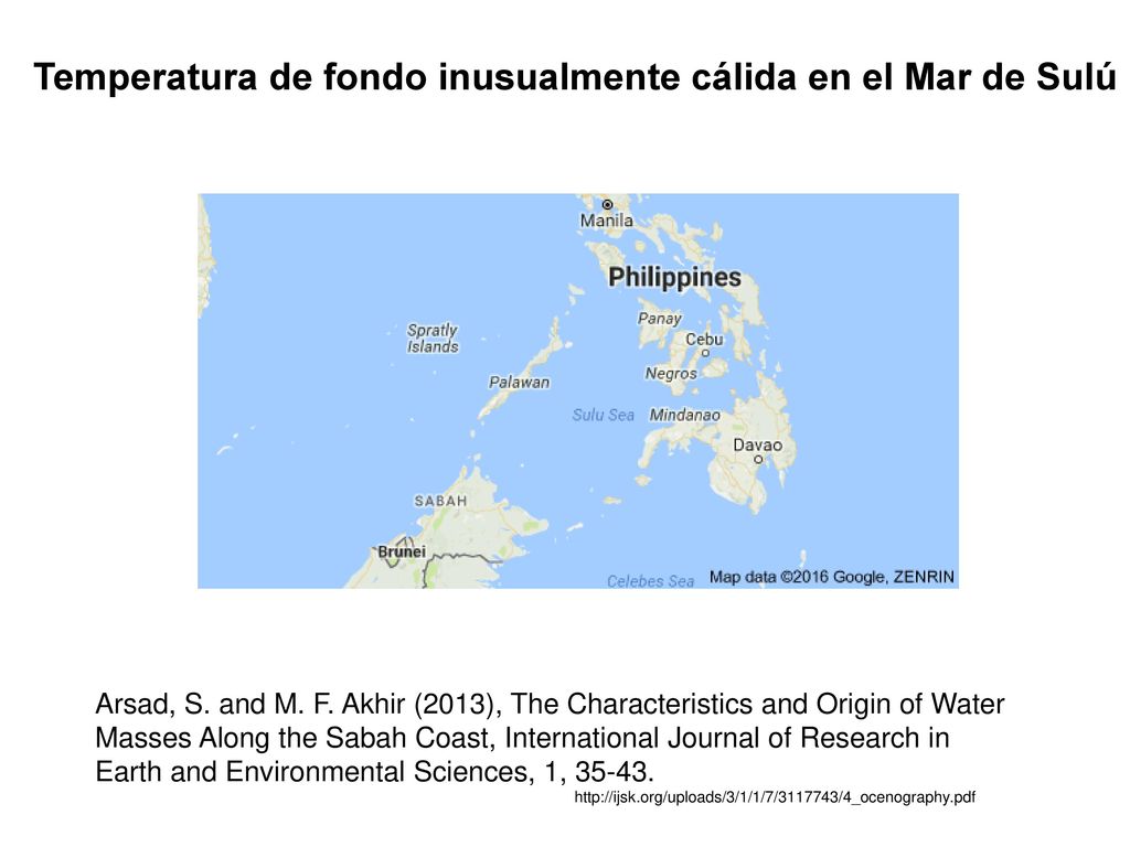Temperatura de fondo inusualmente cálida en el Mar de Sulú