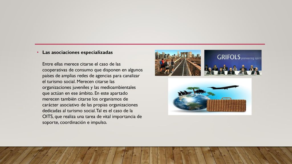 Las asociaciones especializadas Entre ellas merece citarse el caso de las cooperativas de consumo que disponen en algunos países de amplias redes de agencias para canalizar el turismo social.