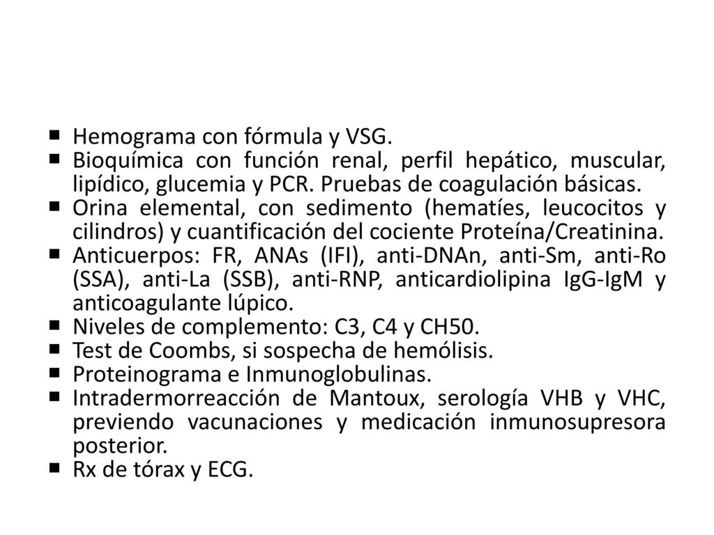 Hemograma con fórmula y VSG.