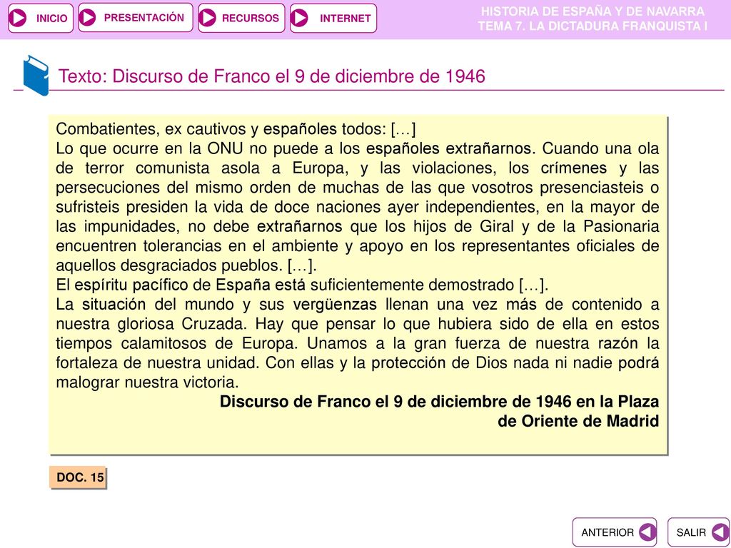 Texto: Discurso de Franco el 9 de diciembre de 1946